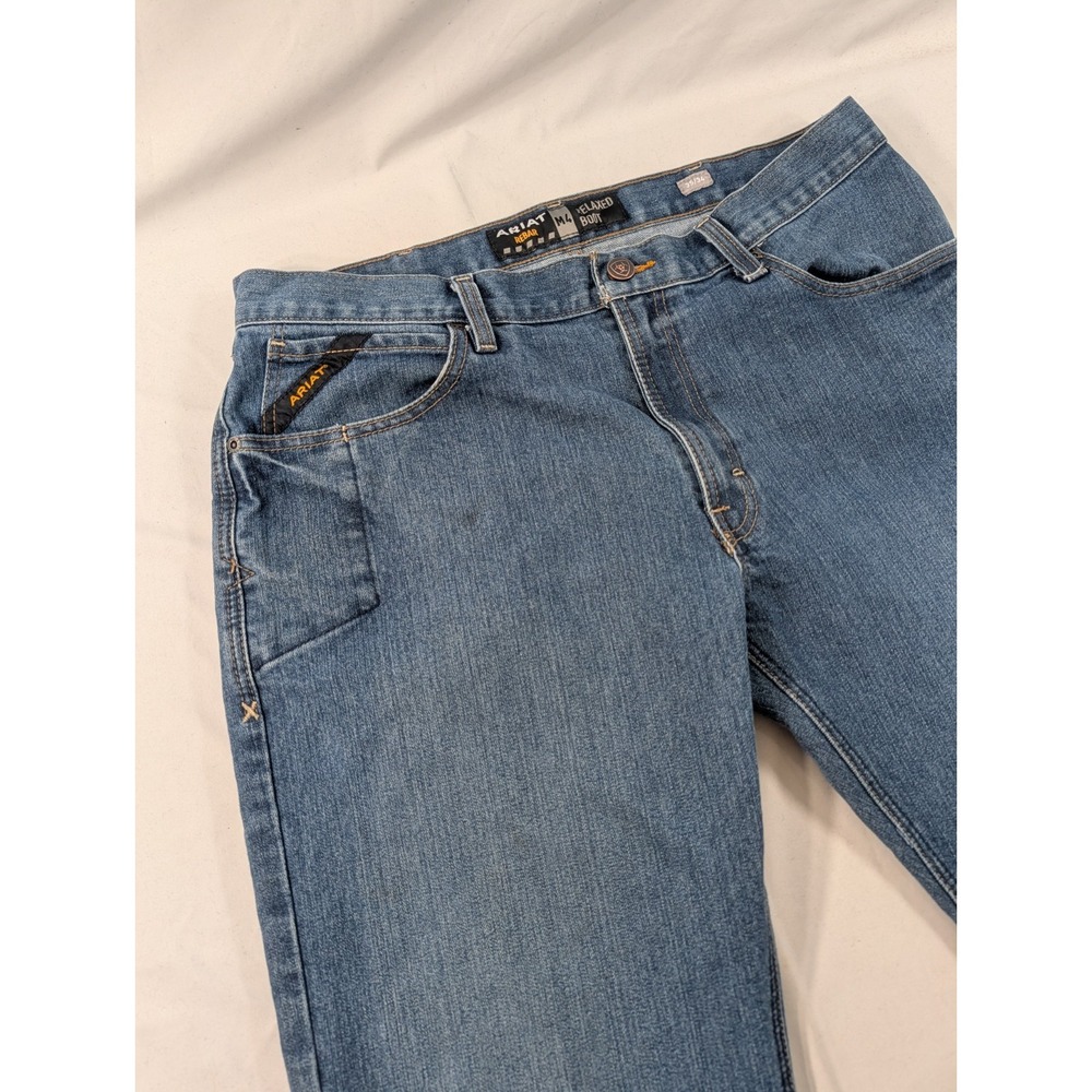 Ariat Rebar M4 Low Rise Boot Cut Jeans Men 35x34 True Size Work Jeans